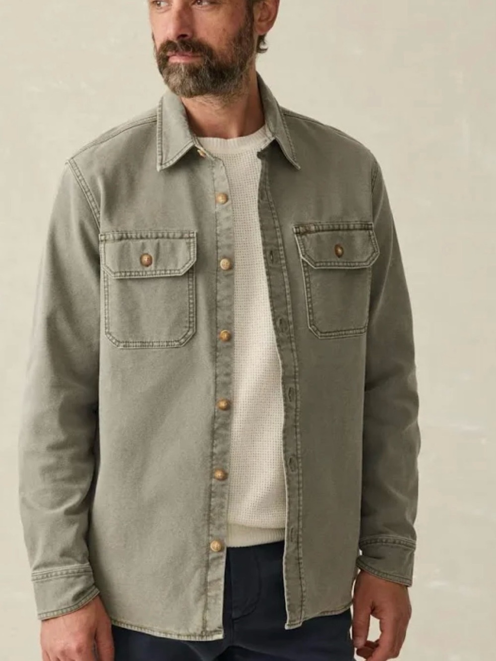 New Faherty Men’s Sunwashed Canvas CPO Shirt Jacket Size: XXL